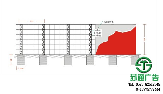 圍擋廣告制作結(jié)構(gòu)圖展示 0523-825123456 圍擋廣告制作結(jié)構(gòu)圖展示